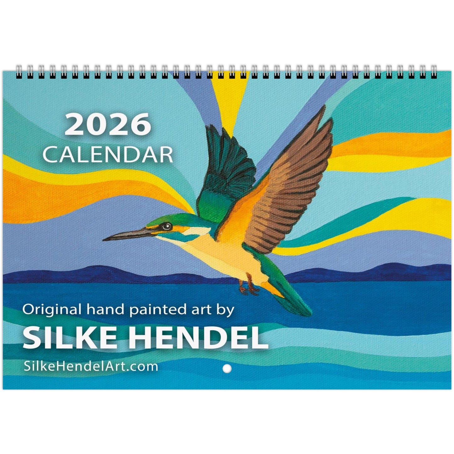 hand-painted art calendar by New Zealand artist Silke Hendel – vibrant abstract nature-inspired artwork in bold, joyful colours, perfect for art lovers and home décor.