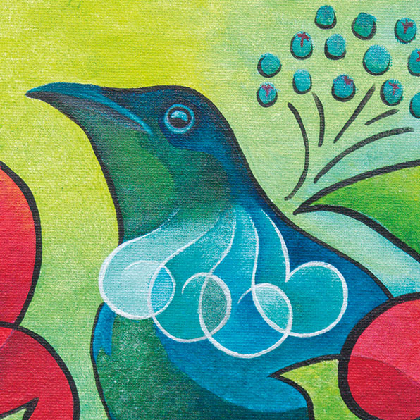 Tui in Bloom - Wooden Framed Print (Museum)
