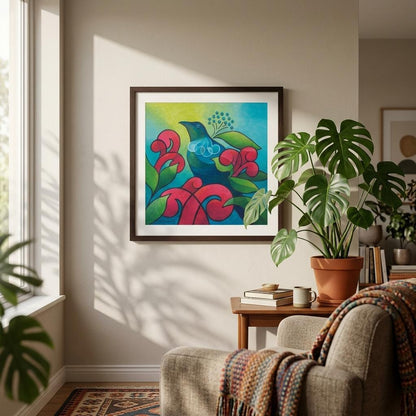 Tui in Bloom - Wooden Framed Print (Museum)