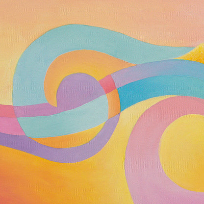 Texture detail of acrylic brushstrokes in First Light Over Paradise ocean sunrise painting by Silke Hendel