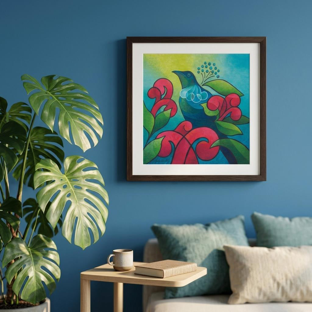 Tui in Bloom - Wooden Framed Print (Museum)